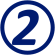 Icon 2 in a circle bold italic